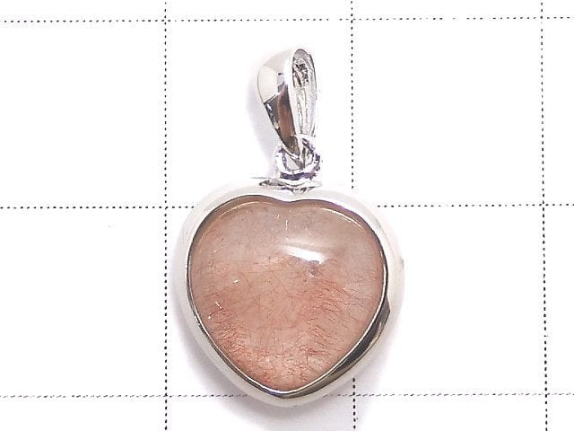 [Video][One of a kind] Natural Strawberry Quartz AAA- Heart Pendant Silver925 NO.9