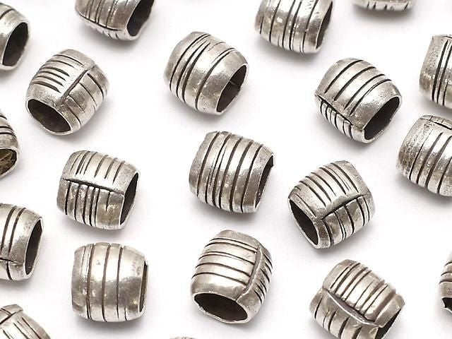 Karen Silver Patterned Rondelle 6x6x6mm 2pcs