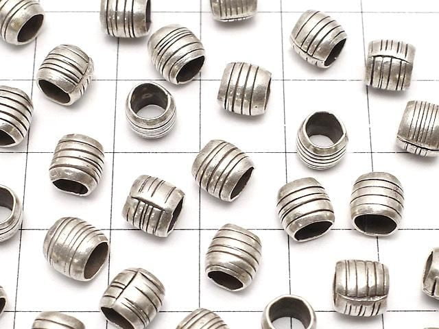 Karen Silver Patterned Rondelle 6x6x6mm 2pcs
