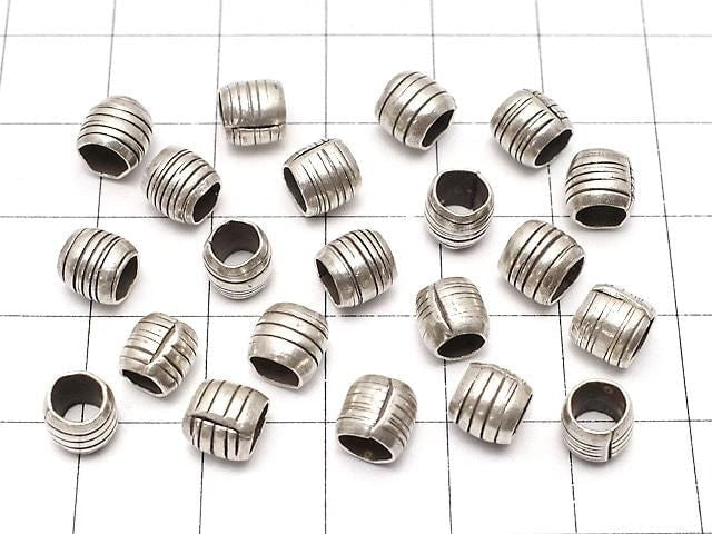 Karen Silver Patterned Rondelle 6x6x6mm 2pcs