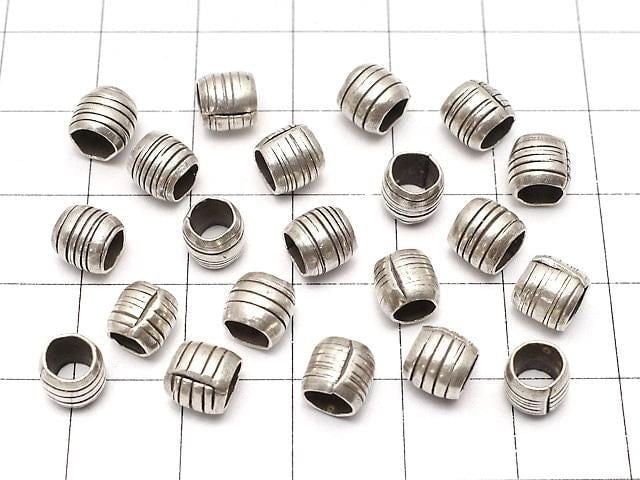 Karen Silver Patterned Rondelle 6x6x6mm 2pcs