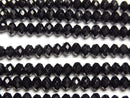 [Video] High Quality! Black Tourmaline AAA- Faceted Button Rondelle 4x4x2.5mm 1strand beads (aprx.15inch/37cm)