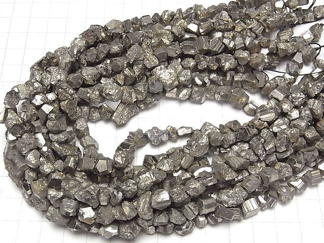 [Video]Pyrite Rough Faceted Nugget half or 1strand beads (aprx.13inch/32cm)