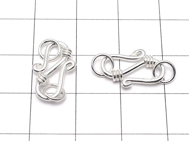 Silver925 S Hook with Jump Ring 15.5x6mm White Silver 1pc