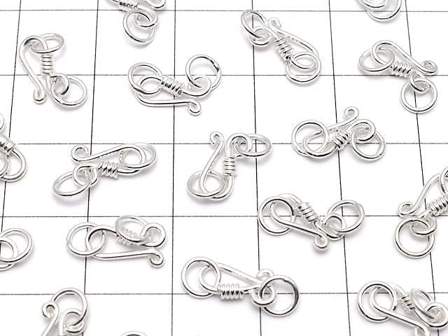 Silver925 Jump Ring with U Hook, 10x5mm, White Silver, 2pcs