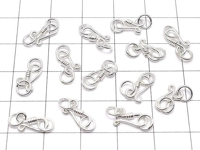 Silver925 Jump Ring with U Hook, 10x5mm, White Silver, 2pcs