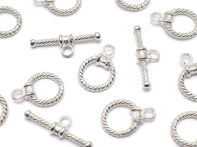 Silver925 Twist Toggle White Silver 1pair