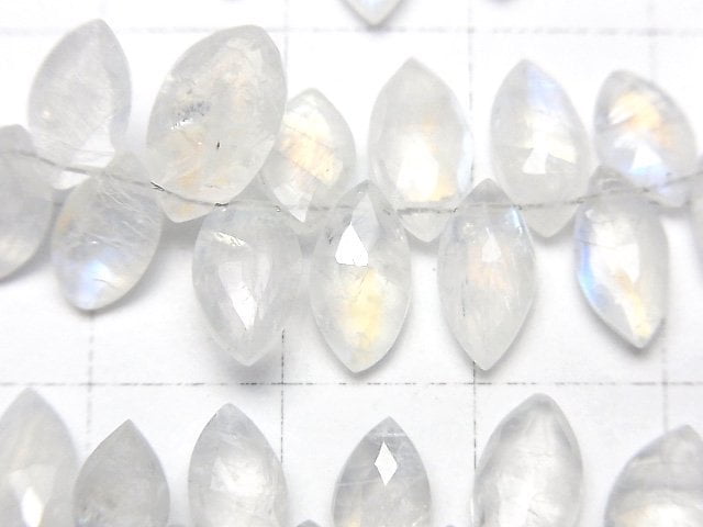 [Video]High Quality Rainbow Moonstone AAA- Marquise Faceted Briolette half or 1strand beads (aprx.6inch/16cm)