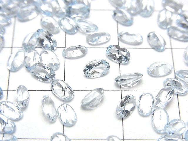 [Video]High Quality Sky Blue Topaz AAA Loose stone Oval Faceted 5x3mm 10pcs