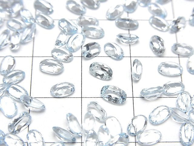 [Video]High Quality Sky Blue Topaz AAA Loose stone Oval Faceted 5x3mm 10pcs