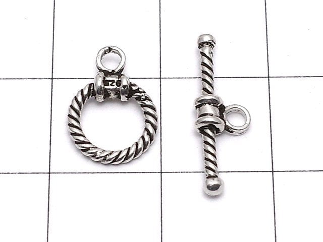 Silver925 Twist Toggle Oxidized Finish 1pair