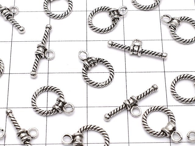 Silver925 Twist Toggle Oxidized Finish 1pair