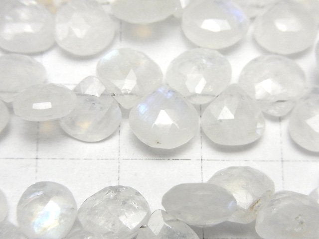 [Video]High Quality Rainbow Moonstone AA++ Chestnut Faceted Briolette 1strand beads (aprx.7inch/18cm)