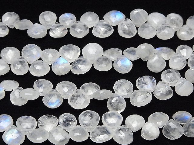 [Video]High Quality Rainbow Moonstone AA++ Chestnut Faceted Briolette 1strand beads (aprx.7inch/18cm)