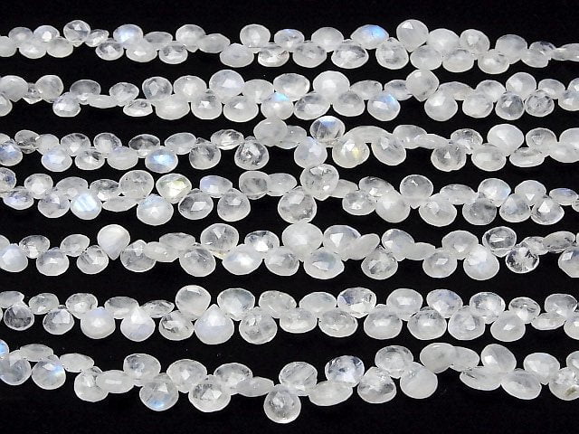 [Video]High Quality Rainbow Moonstone AA++ Chestnut Faceted Briolette 1strand beads (aprx.7inch/18cm)