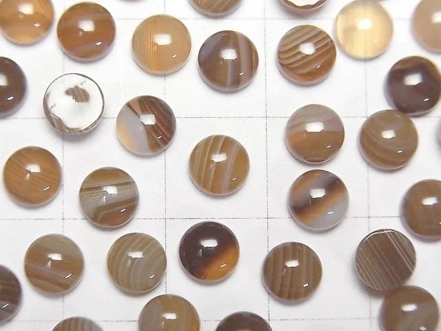 [Video] Brown Striped Agate AAA Round Cabochon 6x6mm 5pcs