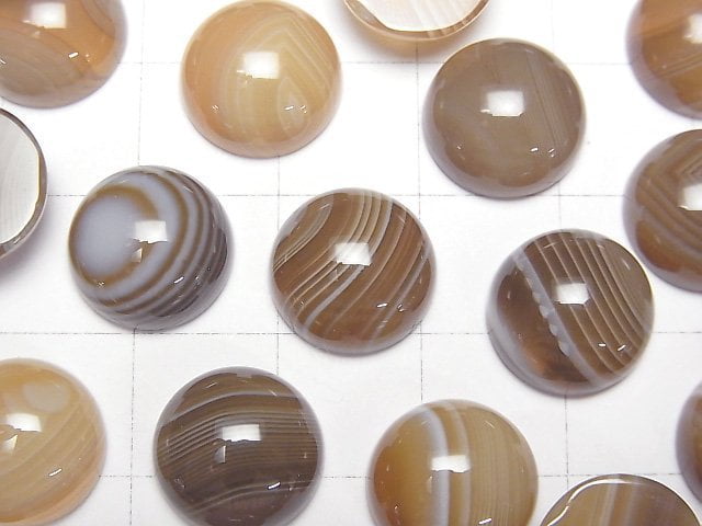 [Video] Brown Striped Agate AAA Round Cabochon 12x12mm 3pcs