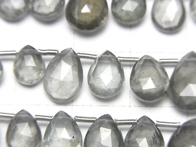 [Video]High Quality Moss Aquamarine AAA- Pear shape Faceted Briolette half or 1strand beads (aprx.8inch/20cm)