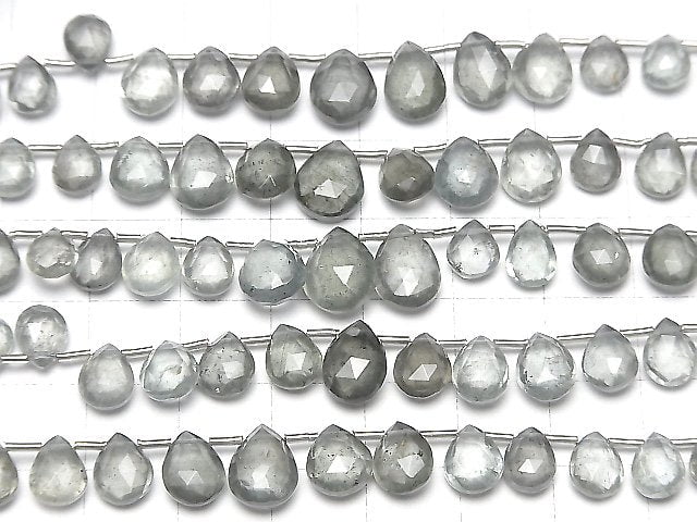 [Video]High Quality Moss Aquamarine AAA- Pear shape Faceted Briolette half or 1strand beads (aprx.8inch/20cm)