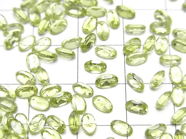 [Video]High Quality Peridot AAA Loose stone Oval Faceted 5x3mm 10pcs