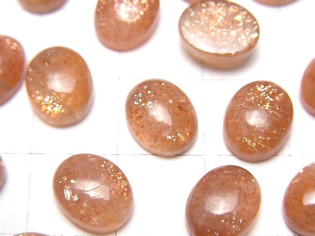 [Video]High Quality Sunstone AAA- Oval Cabochon 10x8mm 3pcs