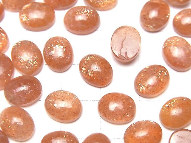 [Video]High Quality Sunstone AAA- Oval Cabochon 10x8mm 3pcs