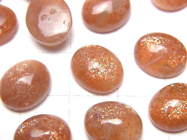 [Video]High Quality Sunstone AAA- Oval Cabochon 12x10mm 2pcs