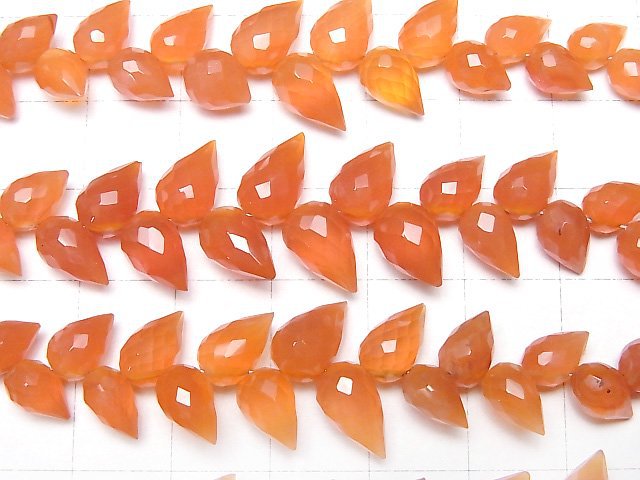 [Video]High Quality Carnelian AAA- Flower Bud Faceted Briolette 1strand beads (aprx.7inch/18cm)