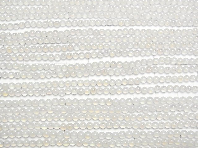 [Video] Flash, White Chalcedony Round 3mm 1strand beads (aprx.15inch/37cm)
