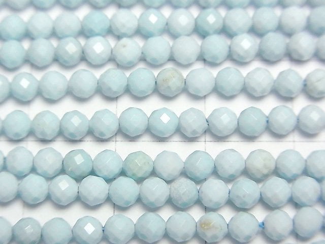 [Video]High Quality! Magnesite Turquoise Faceted Round 3mm 1strand beads (aprx.15inch/37cm)