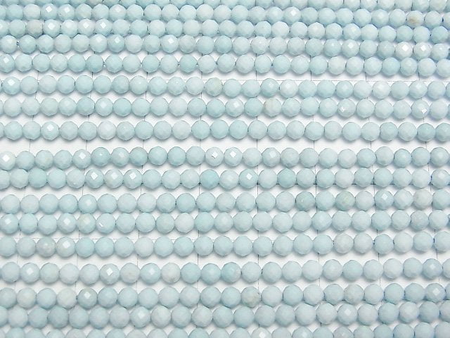 [Video]High Quality! Magnesite Turquoise Faceted Round 3mm 1strand beads (aprx.15inch/37cm)