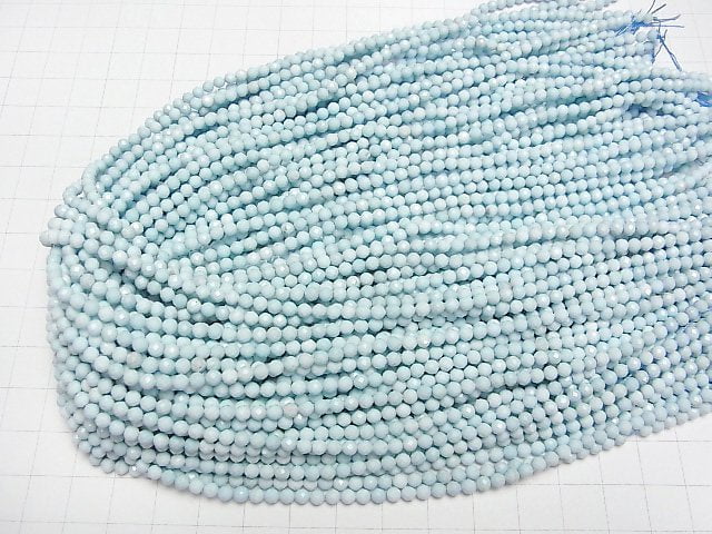 [Video]High Quality! Magnesite Turquoise Faceted Round 3mm 1strand beads (aprx.15inch/37cm)