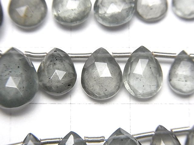 [Video]High Quality Moss Aquamarine AAA- Pear shape Faceted Briolette 1strand beads (aprx.8inch/20cm)