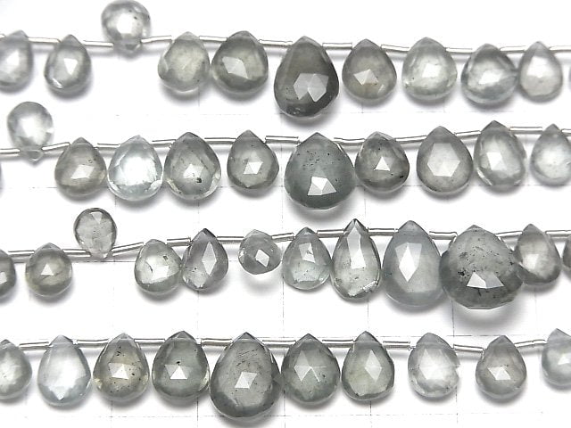 [Video]High Quality Moss Aquamarine AAA- Pear shape Faceted Briolette 1strand beads (aprx.8inch/20cm)