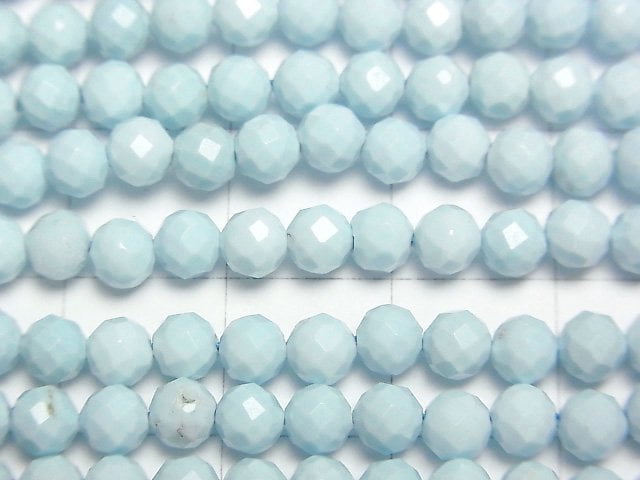 [Video]High Quality! Magnesite Turquoise Faceted Round 4mm 1strand beads (aprx.15inch/37cm)