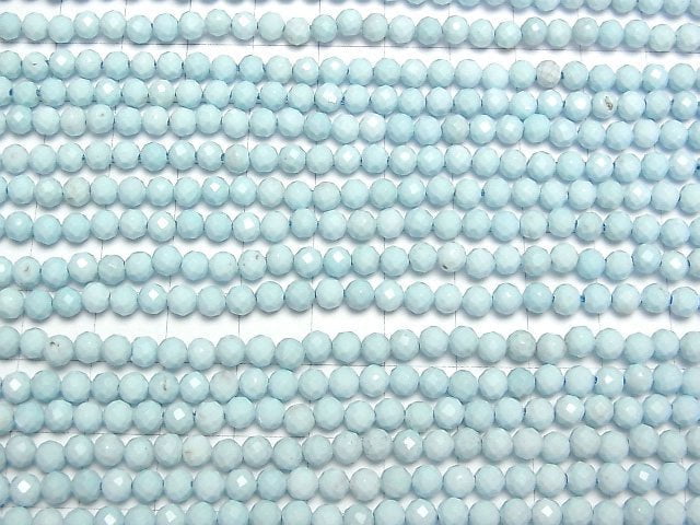 [Video]High Quality! Magnesite Turquoise Faceted Round 4mm 1strand beads (aprx.15inch/37cm)