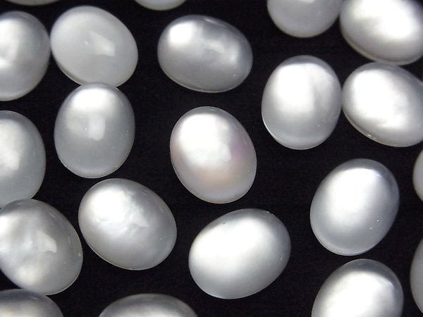 [Video] White Shell x Crystal AAA Oval Cabochon 10x8mm 3pcs