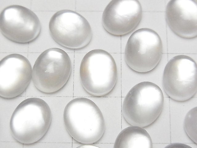 [Video] White Shell x Crystal AAA Oval Cabochon 10x8mm 3pcs