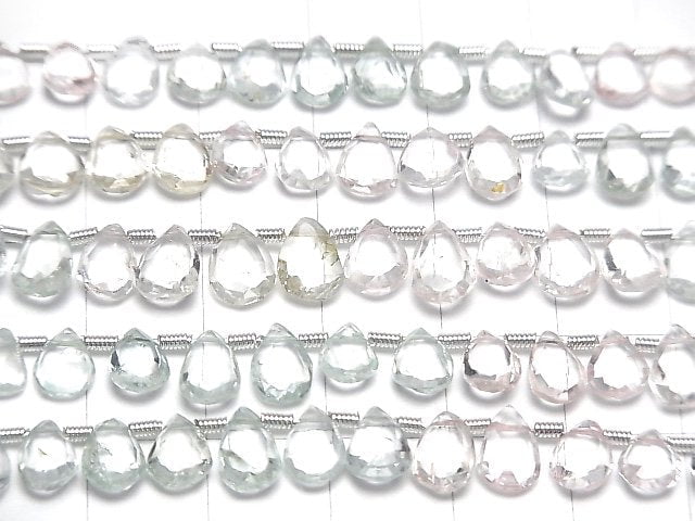 [Video]High Quality Beryl mix AA++ Pear shape Faceted Briolette half or 1strand beads (aprx.7inch/18cm)