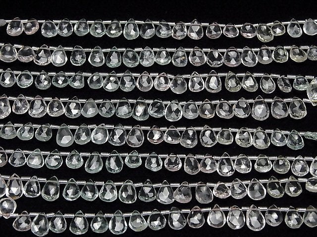 [Video]High Quality Beryl mix AA++ Pear shape Faceted Briolette half or 1strand beads (aprx.7inch/18cm)