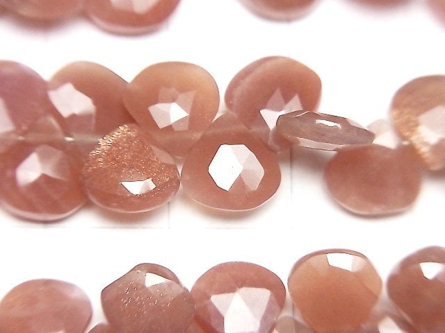 [Video]High Quality Orange-Brown Moonstone AAA- Chestnut Faceted Briolette half or 1strand beads (aprx.7inch/18cm)