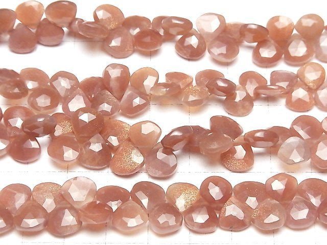 [Video]High Quality Orange-Brown Moonstone AAA- Chestnut Faceted Briolette half or 1strand beads (aprx.7inch/18cm)