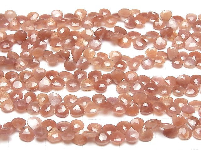 [Video]High Quality Orange-Brown Moonstone AAA- Chestnut Faceted Briolette half or 1strand beads (aprx.7inch/18cm)