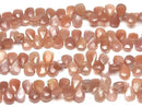 [Video]High Quality Orange-Brown Moonstone AAA- Pear shape Faceted Briolette half or 1strand beads (aprx.7inch/18cm)