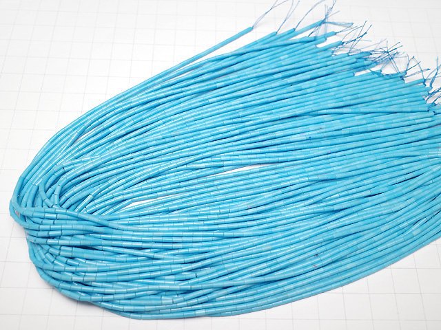 Synthetic Magnesite Turquoise Tube 4x2x2mm 1strand beads (aprx.15inch/36cm)