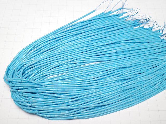 [Video] Synthetic Magnesite Turquoise Tube 4x2x2mm 1strand beads (aprx.15inch/36cm)