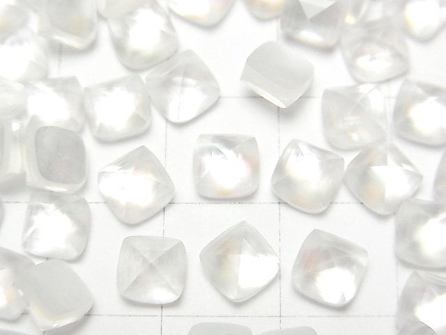 [Video] White Shell x Crystal AAA Sugarloaf Cut 6x6mm 2pcs