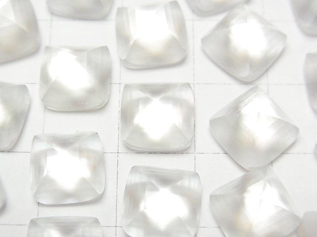 [Video] White Shell x Crystal AAA Sugarloaf Cut 10x10mm 2pcs