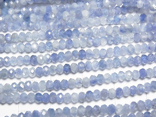 [Video]High Quality! Kyanite AA++ Faceted Button Rondelle 3x3x2mm 1strand beads (aprx.15inch/37cm)