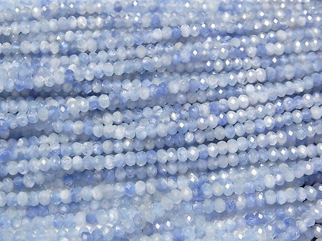 [Video]High Quality! Kyanite AA++ Faceted Button Rondelle 3x3x2mm 1strand beads (aprx.15inch/37cm)